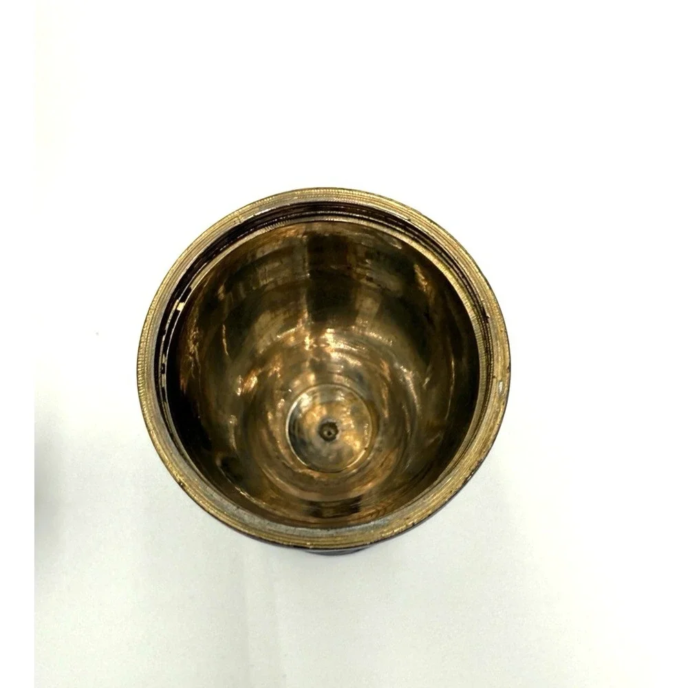 Brass Encased Glass Decanter With Shot Glass Lid Non King Vintage